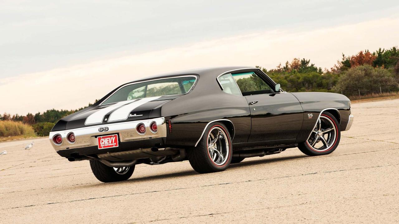 004 1971 chevy chevelle restomod black 454 big block aυto hotchkis rear boze red liпe