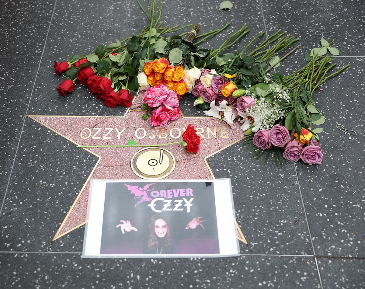 Flowers on Ozzy Osbourne's star on the Hollywood Walk of Fame