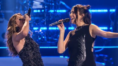 Dakota Cohen and Destinee Monroe singing Bring Me to Life during The Voice Battles.