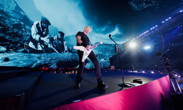 James Hetfield onstage at Sphere in Las Vegas on October 3, 2026