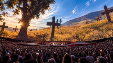 Metallica’s Sphere concert stage and a densely packed audience.