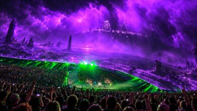 Metallica’s Sphere concert stage and a densely packed audience.