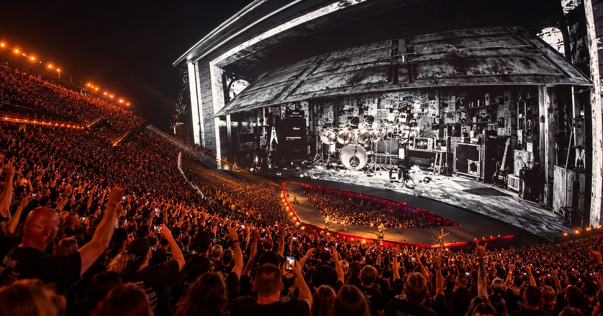 Metallica’s Sphere concert stage and a densely packed audience.