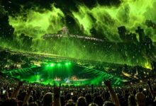 Metallica’s Sphere concert stage and a densely packed audience.