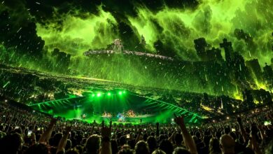 Metallica’s Sphere concert stage and a densely packed audience.