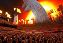 Metallica’s Sphere concert stage and a densely packed audience.