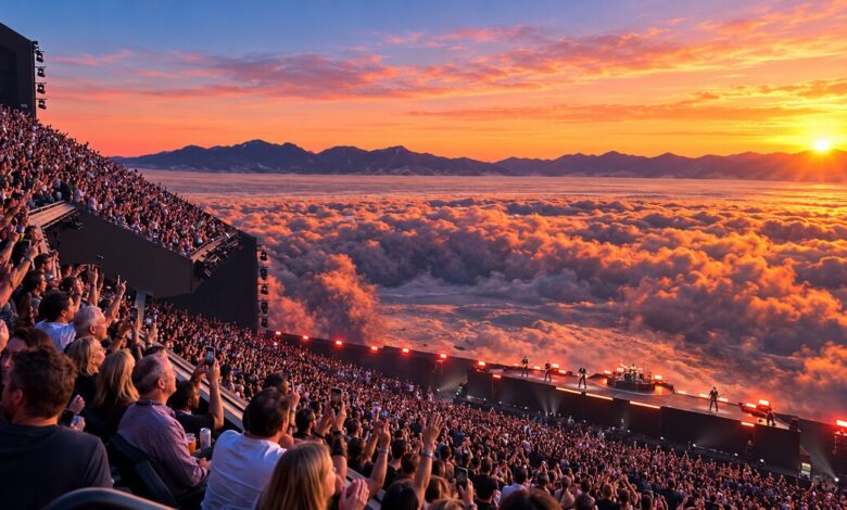 Metallica’s Sphere concert stage and a densely packed audience.