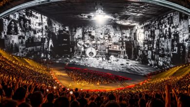 Metallica’s Sphere concert stage and a densely packed audience.