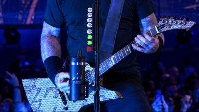 James Hetfield performing with THEY FINALLY PLAYED IT LIVE in the established social typography.