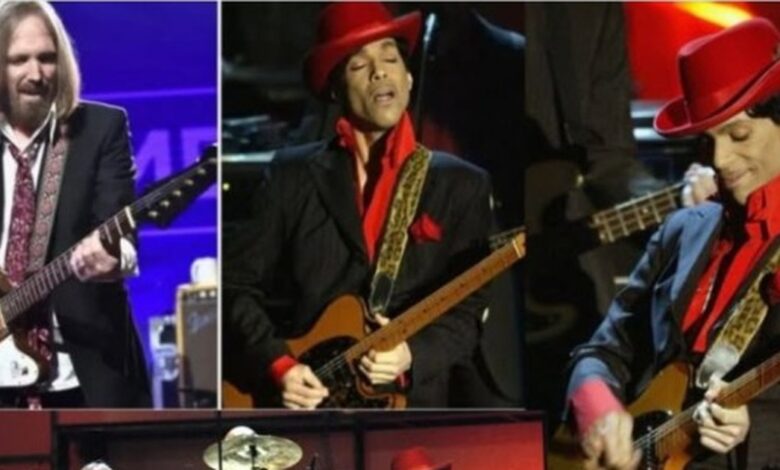 Prince and Tom Petty performing While My Guitar Gently Weeps at the Rock and Roll Hall of Fame